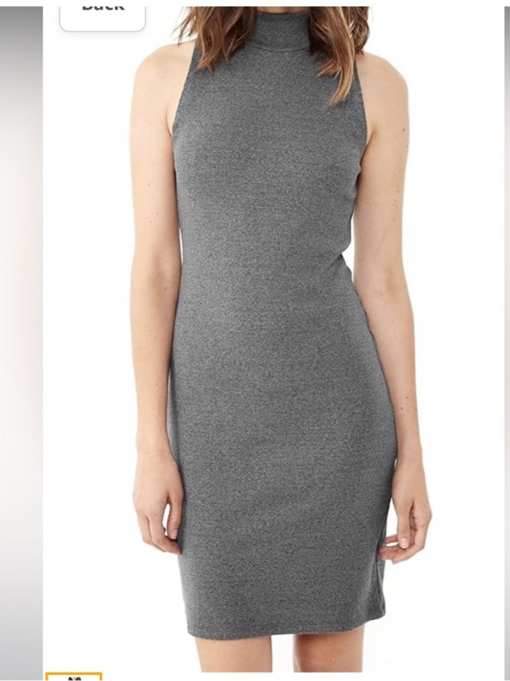 Gray Sleeveless Mock Neck, Turtleneck Ribbed Mini Dress sz XS
